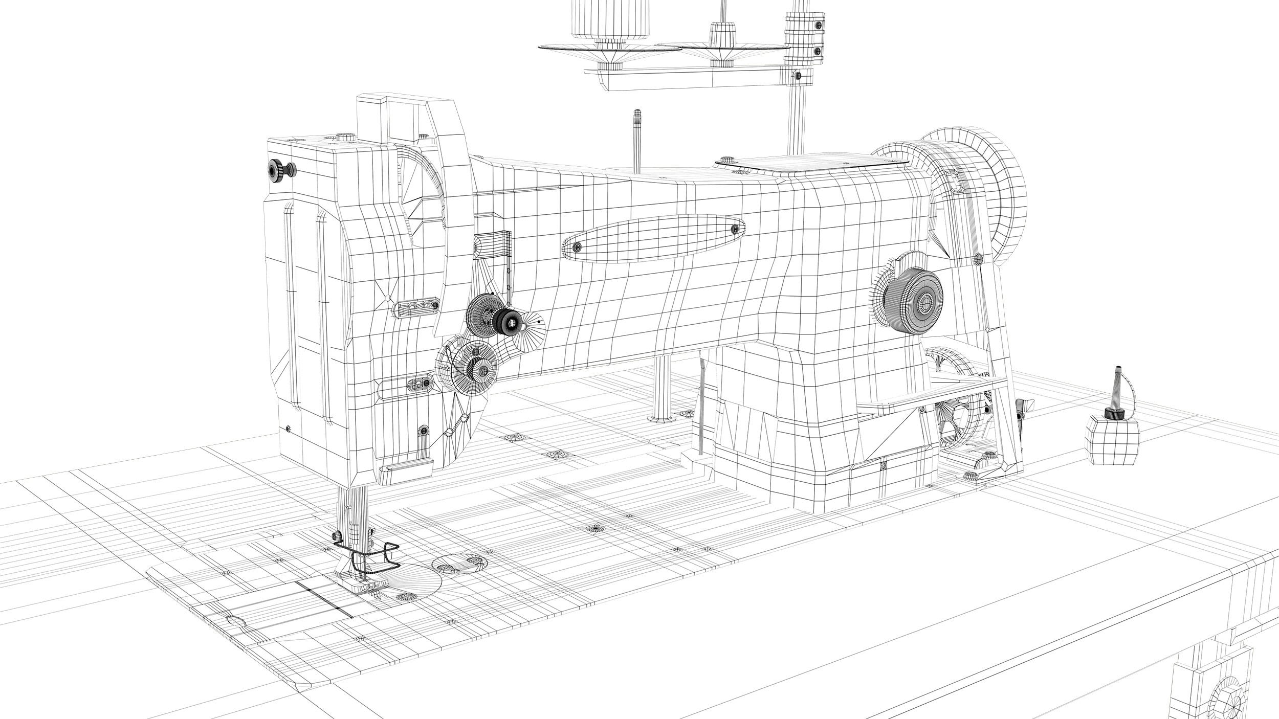 Consew 206RB-5 Industrial Sewing Machine Front Wireframe View